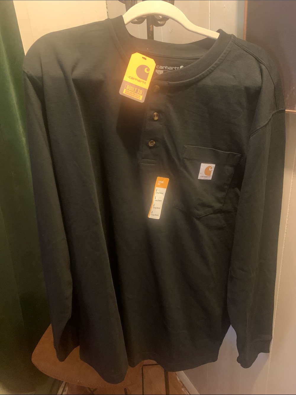 Carhartt Black Long-Sleeve Henley Pocket Shirt